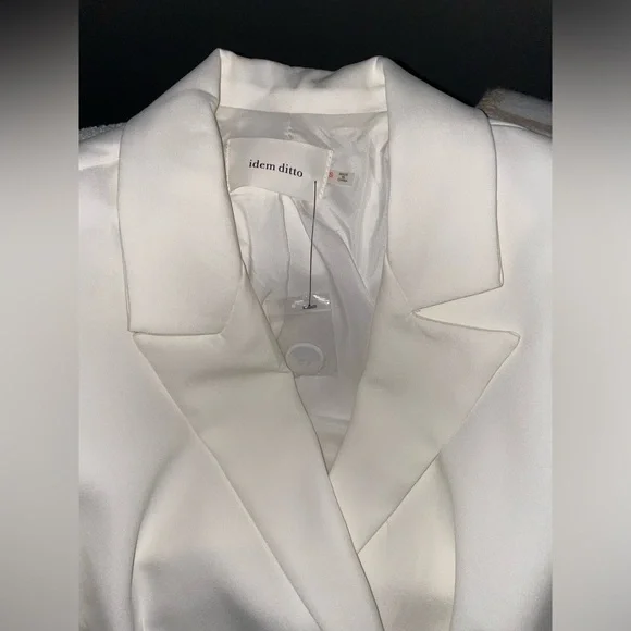 White Blazer Dress Double Breasted Cutout Waist - Picture 5 of 9